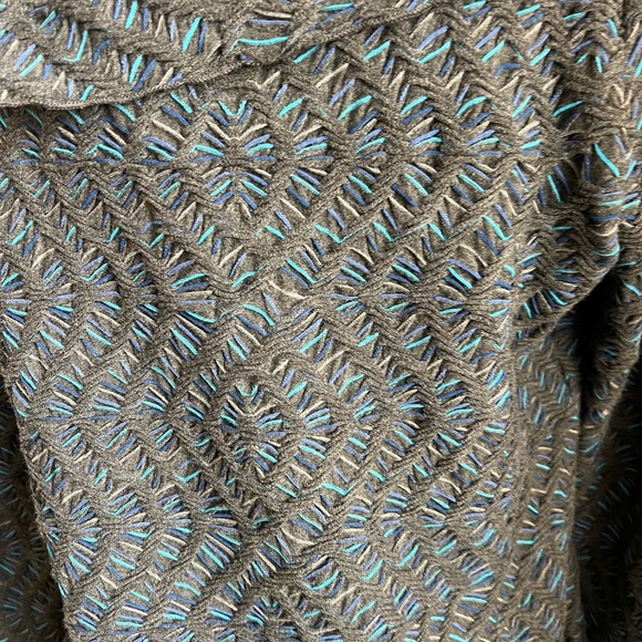 SNO SKINS grey and blue textured long sleeve sweater | small - Picture 5 of 7